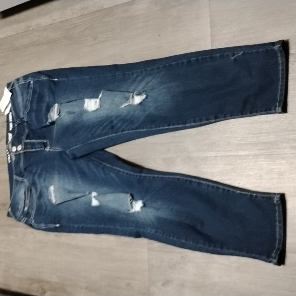 Wallflower Distressed Ankle Jeans in Dark Blue - Picture 1 of 7